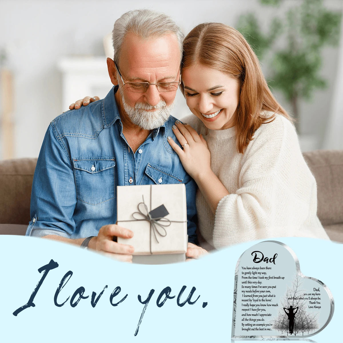 Heart-Shaped Acrylic Keepsake Plaque for Dad