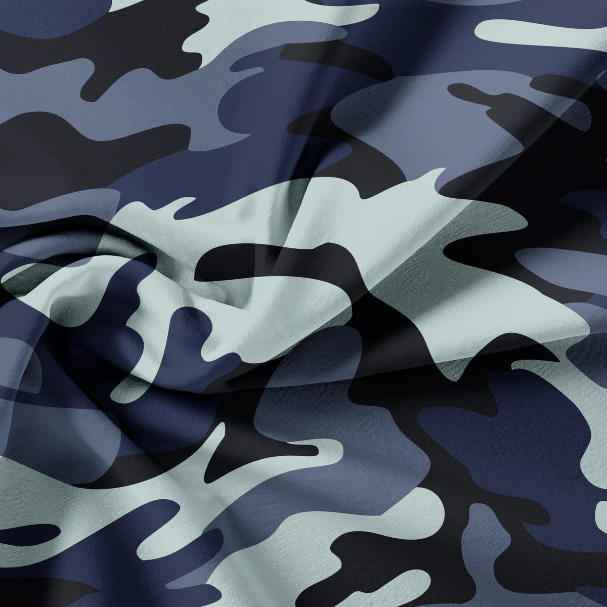 Blue-Black Camouflage Duvet Cover Set with Two Pillowcases