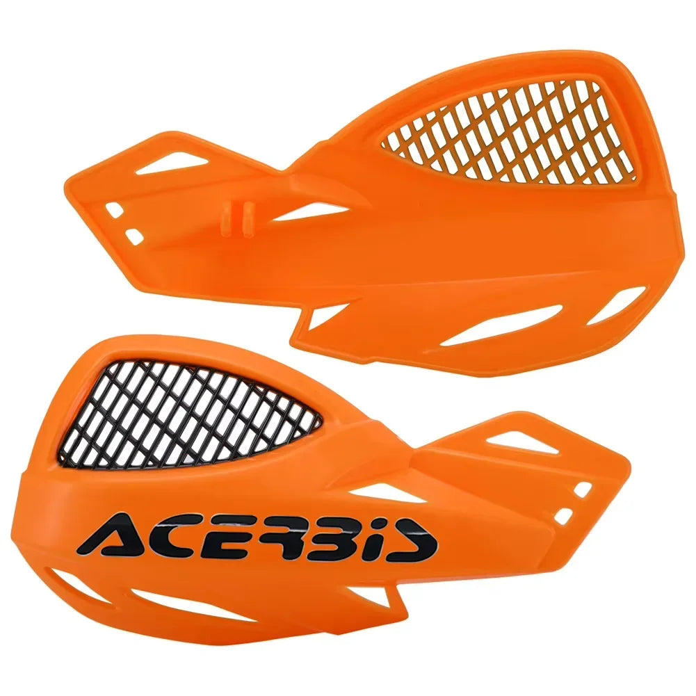 Orange Acerbis universal motorcycle hand guards made of windproof nylon.