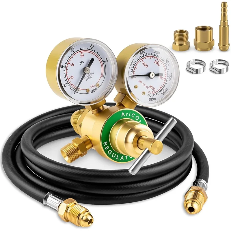 MIG/TIG Welding Gas Regulator with Argon & CO2 Gauge Set and 6.6ft Hose