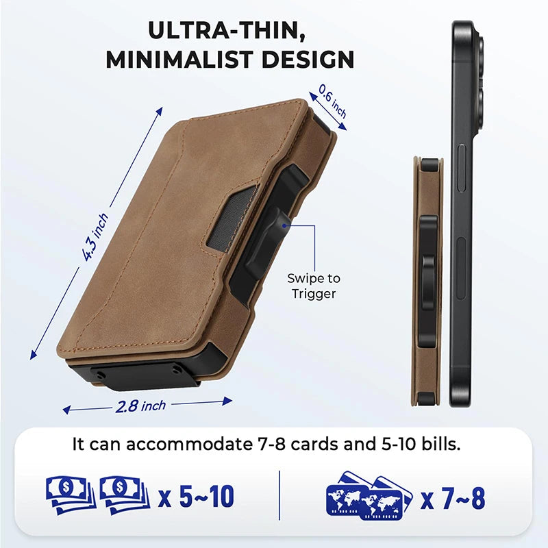 Aluminum Pop-Up Card Case Wallet with RFID Blocking