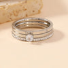 Three-Piece Stainless Steel Zircon Ring Set
