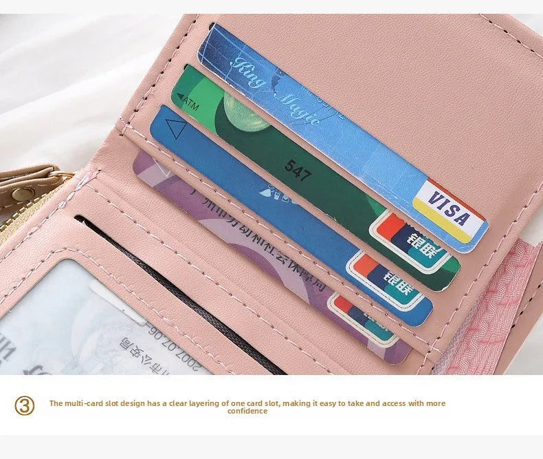 Cute Cat Face PU Leather Coin Purse with Wrist Strap