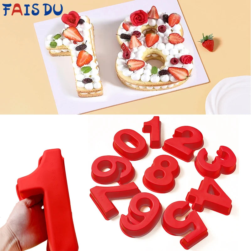 10-Inch Silicone Number Cake Mold Set — Non-Stick, Oven & Freezer Safe