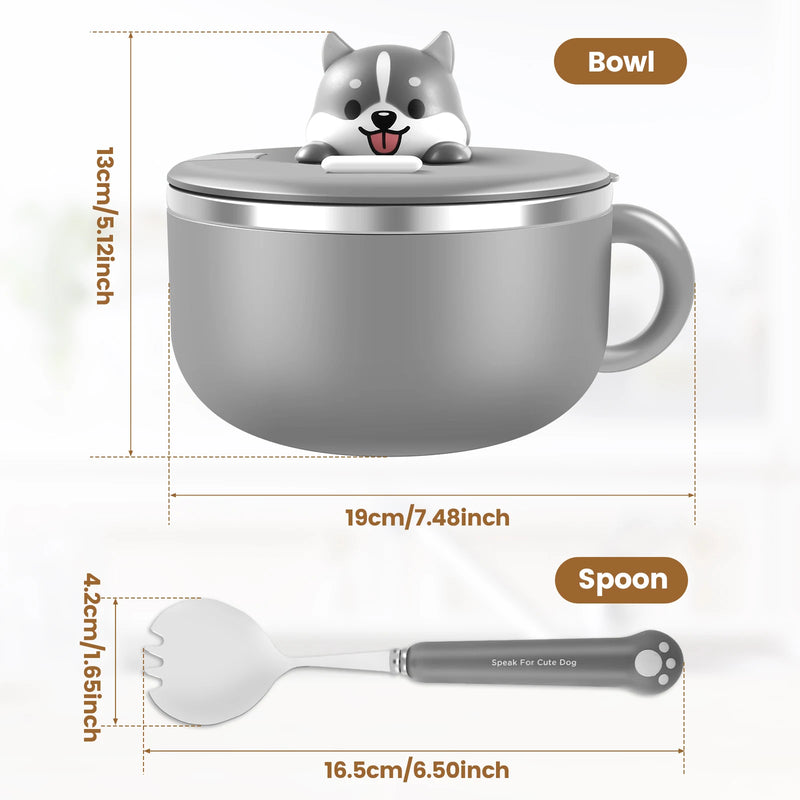 Insulated 1200ml Ramen Bowl with Lid and Utensils