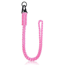 Pink heavy duty 550 paracord neck lanyard with a metal clip