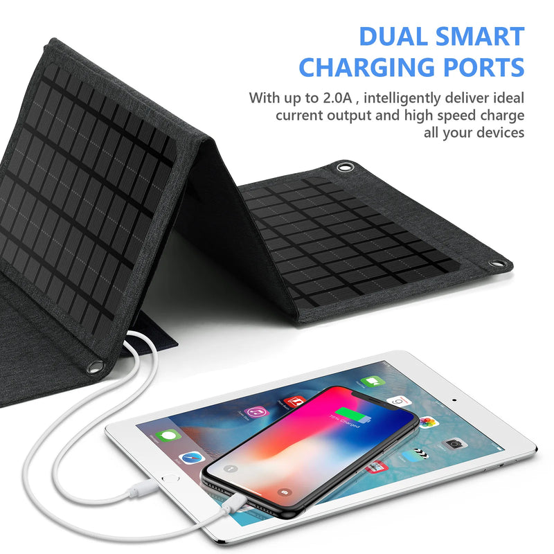 Foldable Solar Power Bank with Dual USB Ports