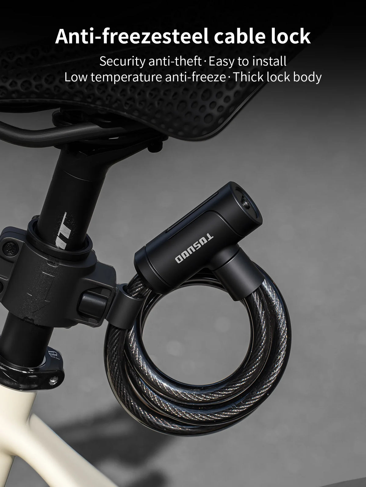 Heavy-Duty Cable Bike Lock with Mounting Bracket and 2 Keys