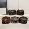 Vintage Faux Suede Cosmetic Bag with Multiple Pockets