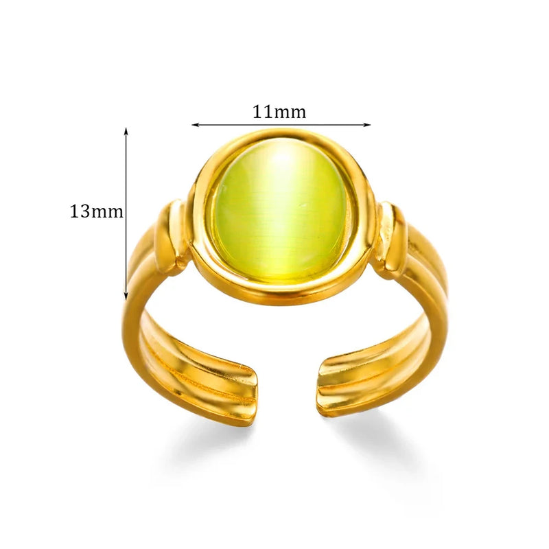 Vintage Oval Opal Ring with Adjustable Gold Band