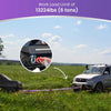 Heavy duty polyester lifting slings with hooks shown stretched across a grassy field near a pickup truck.