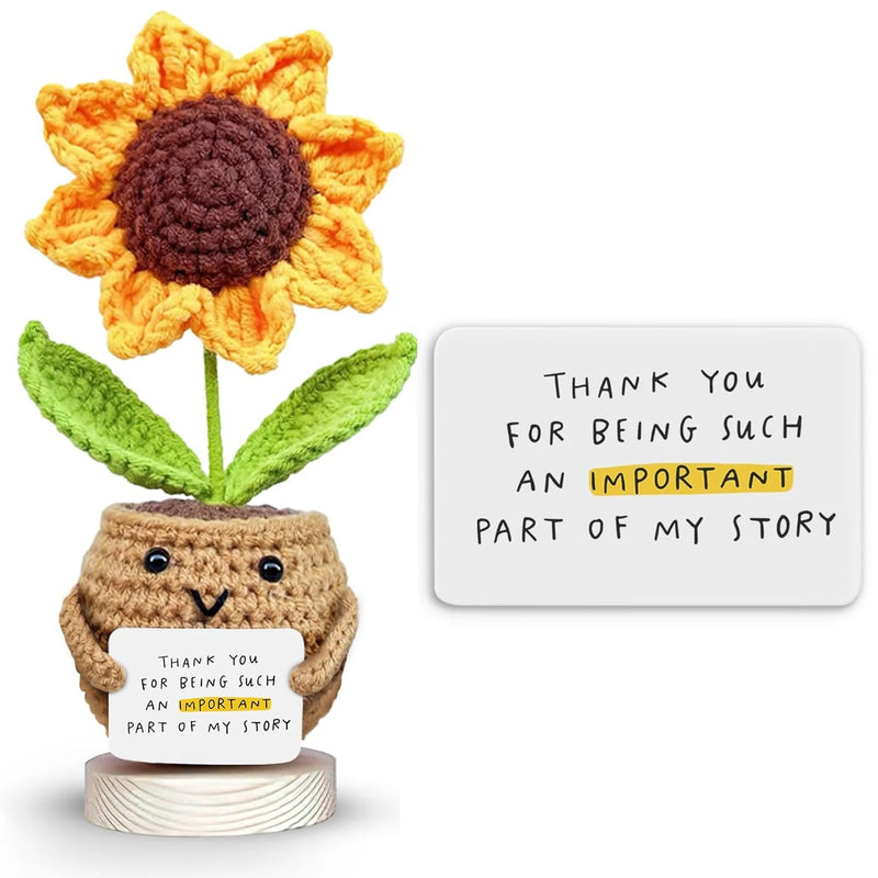Hand-Crocheted Sunflower in Decorative Pot