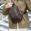 Men's Waterproof PU Leather Crossbody Bag with Geometric Pattern
