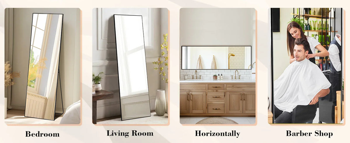 Full Length Wall Mirror with Aluminum Frame