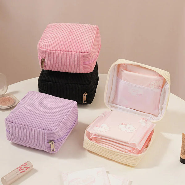 Trousse de Rangement en Flanelle Portable pour Maquillage et Articles de Toilette