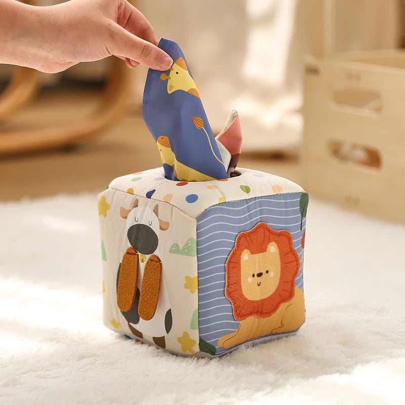 Montessori Sensory Tissue Box Toy with Soft Scarves