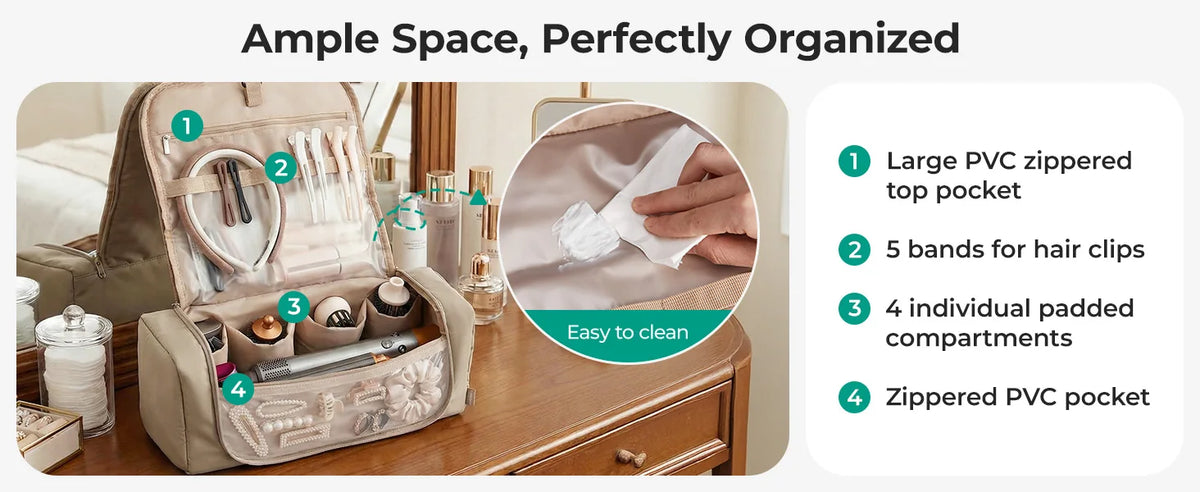 Travel Hair Tool Organizer with Hanging Hook
