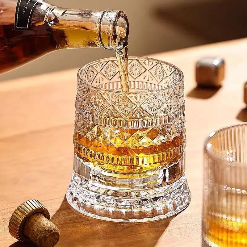 Luminous LED Whiskey Glass with Rotating Display
