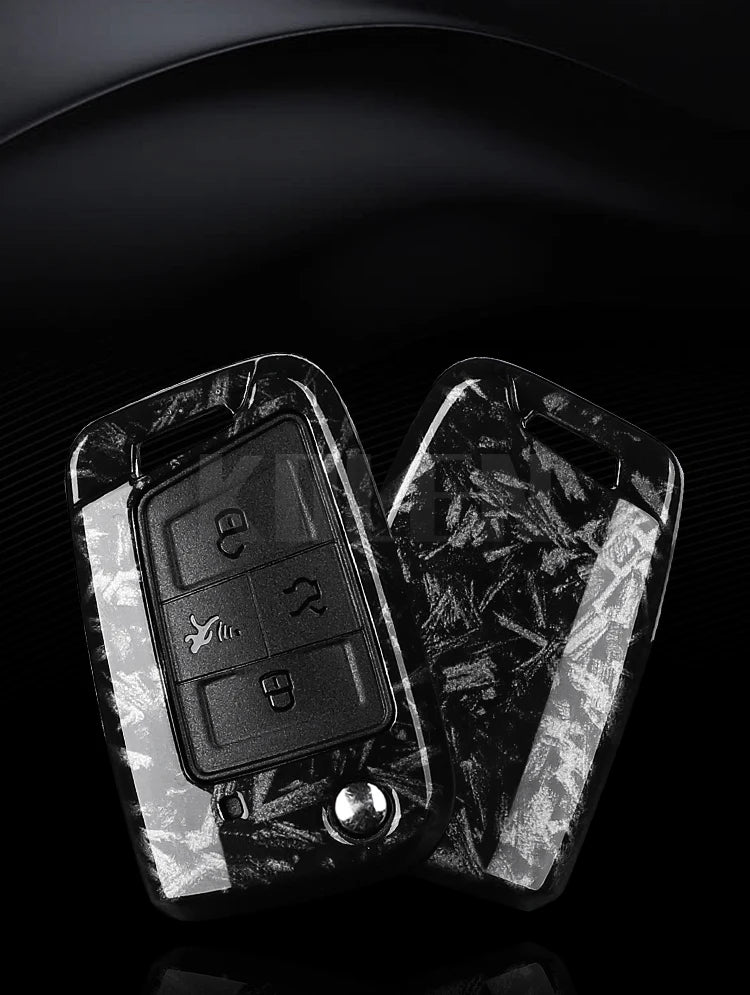 Carbon Fiber Car Key Case Cover for VW, SEAT & Skoda