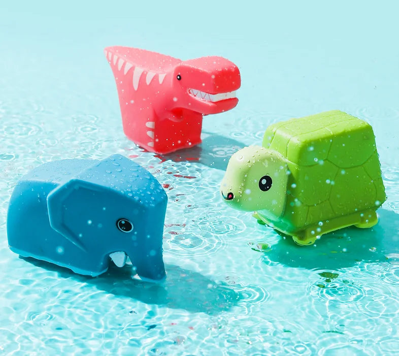 Dinosaur Bath Toys for Toddlers – Squeeze, Spray & Float