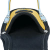 Black and yellow heavy-duty plier holster with a hammer loop for work belts