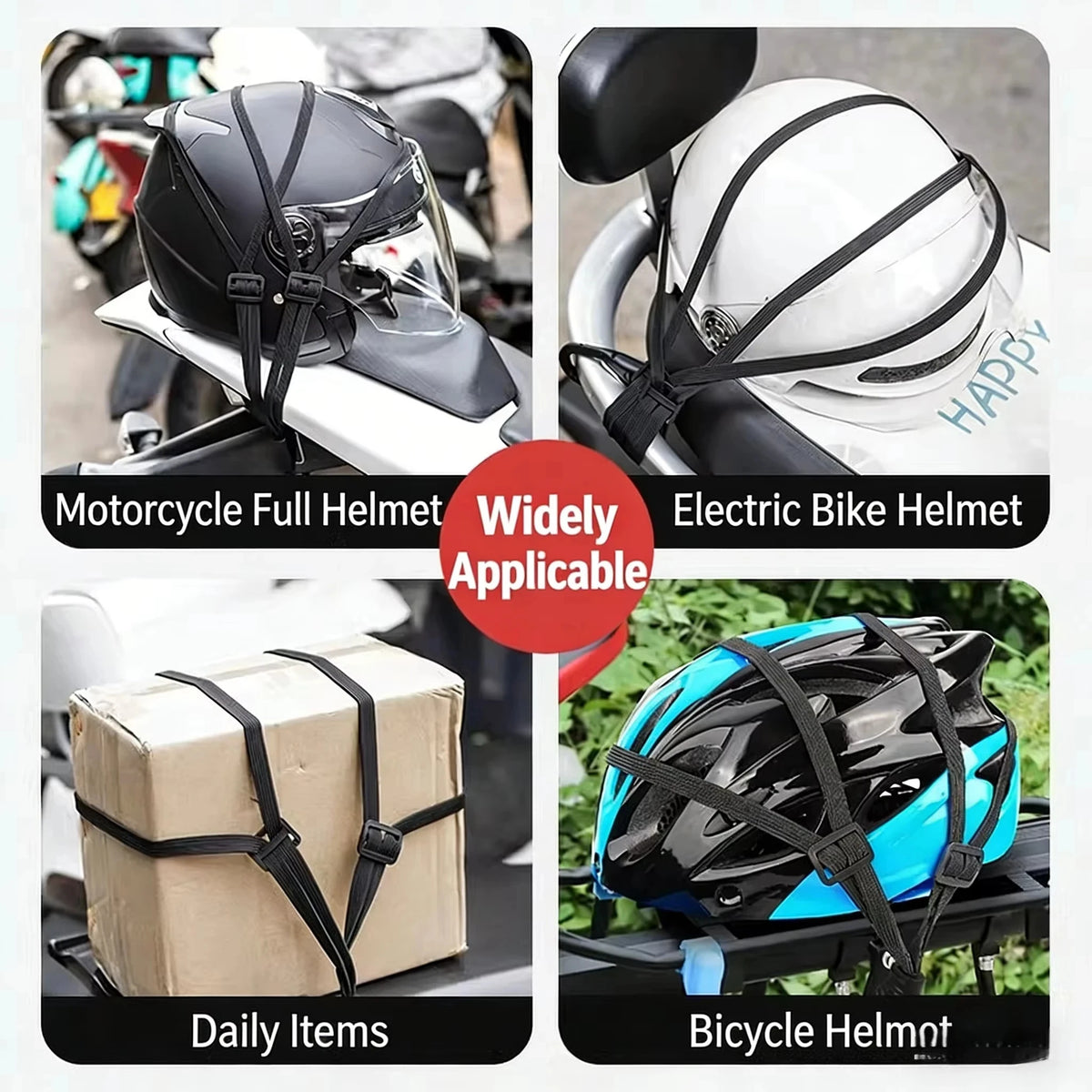 Heavy-Duty Motorcycle Luggage Strap with Elastic Helmet Net