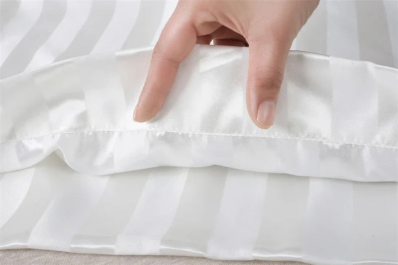 Luxurious Satin Stripe Pillowcase with Envelope Closure