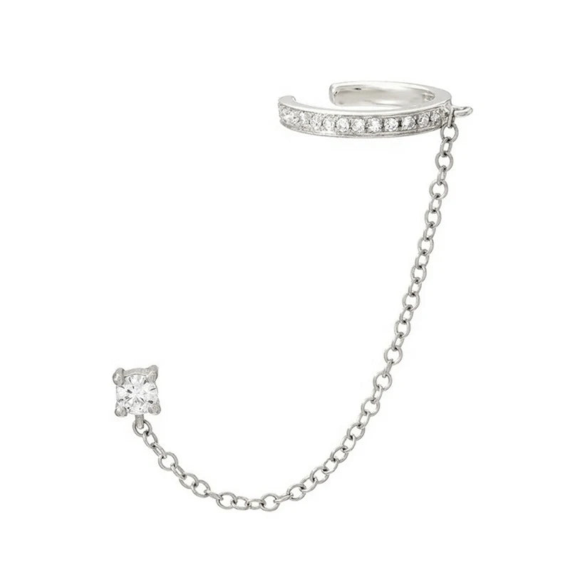 Aretes de Plata de Ley 925 con CZ y Borla de Cadena