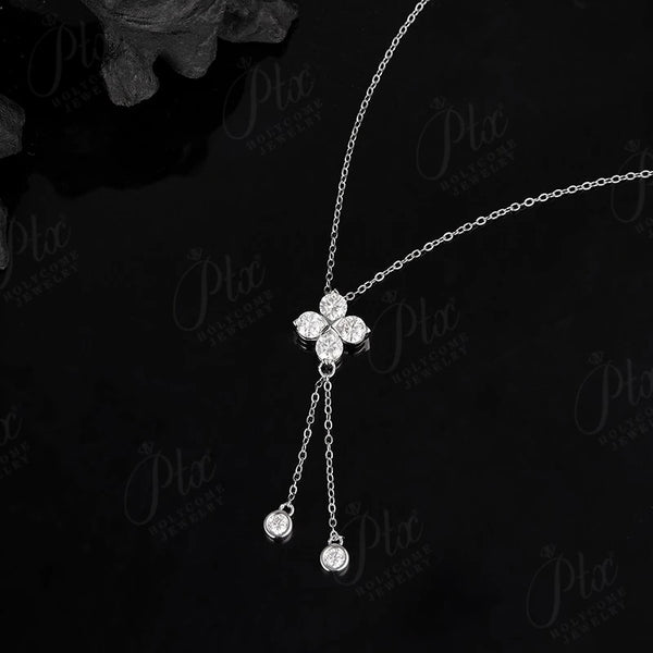 Elegante Kleeblatt-Halskette mit Laborerzeugtem Edelstein