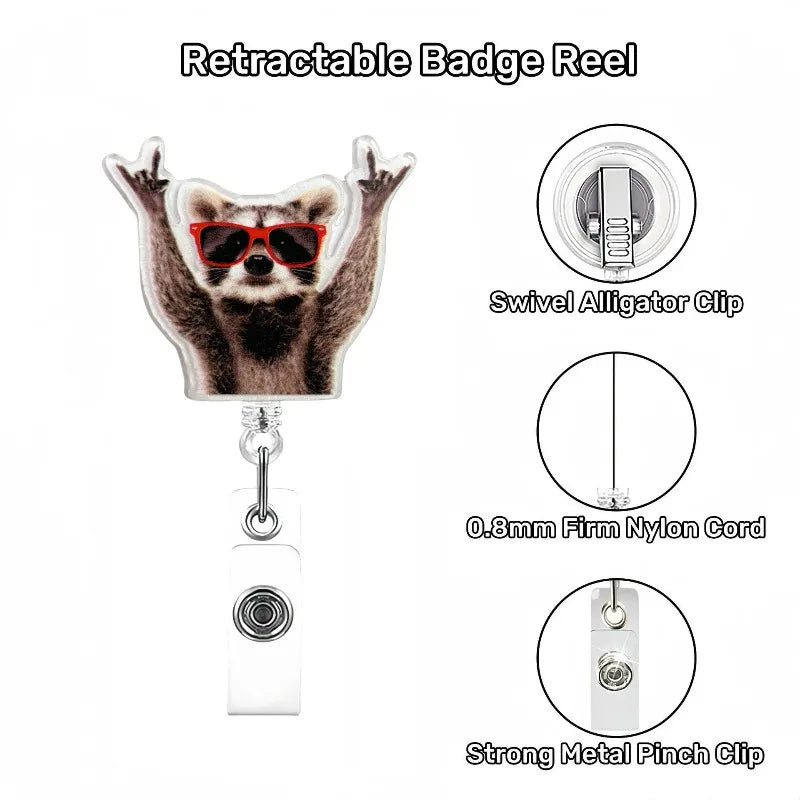 Cute Cat Acrylic ID Badge Reel with Retractable Clip