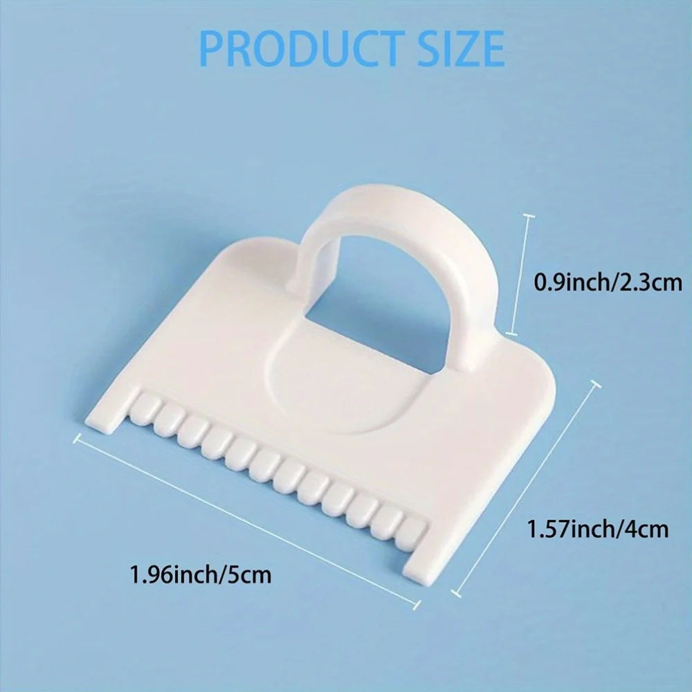 White dual sewing guide templates showing dimensions of 1.96 inches by 0.9 inches.