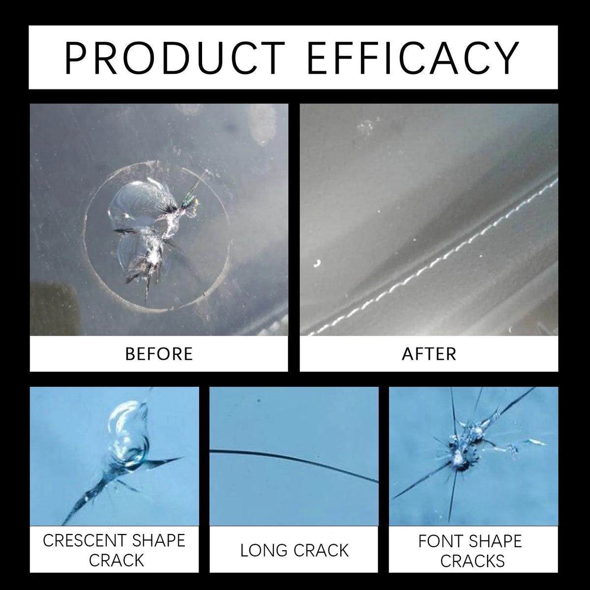 Windshield Repair Kit with UV Resin for Chips and Cracks