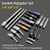 Hex Shank Socket Adapter Set for Power Drills (1/4, 3/8, 1/2 Inch)