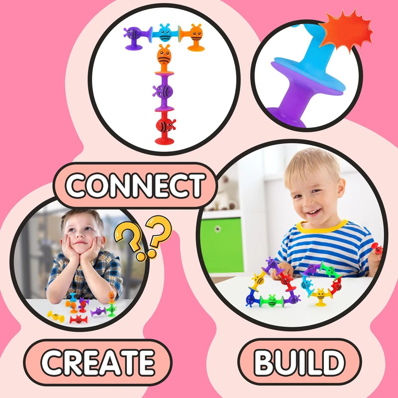 Soft Silicone Animal Building Blocks with Suction Cups