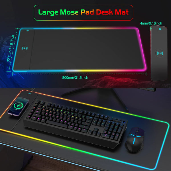 RGB Gaming Mouse Pad with 15W Wireless Charging