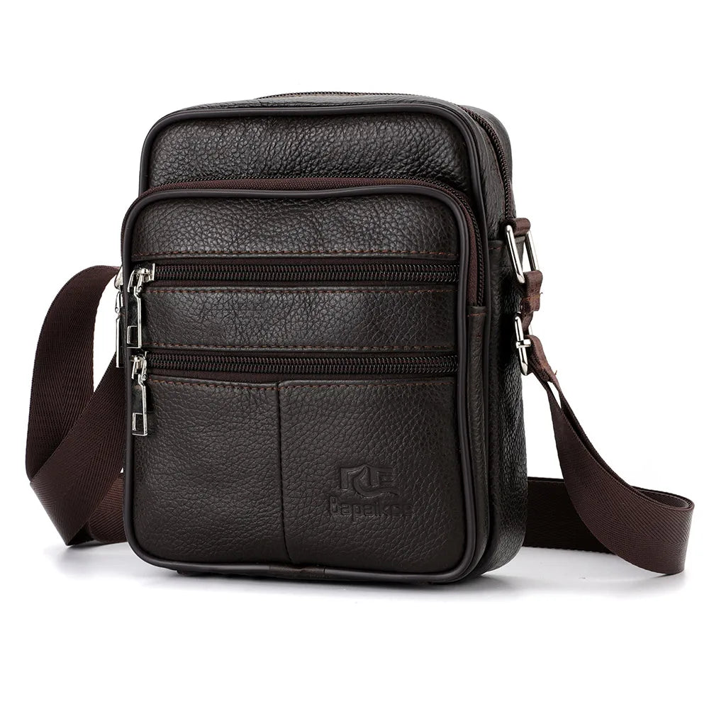 Vintage Leather Messenger Bag for Men – Adjustable Crossbody Shoulder Bag