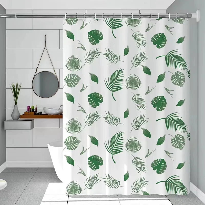 Green Leaves PEVA Shower Curtain