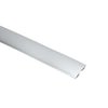 A silver chrome trim strip for a car door edge guard.