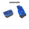 Blue non-slip aluminum pedal covers kit for manual transmission cars