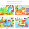 A collection of wooden animal jigsaw puzzles featuring dinosaurs, cats, foxes, and rabbits.
