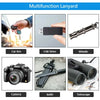 A multifunction lanyard keychain featuring a zinc alloy clip, used for car keys, USB drives, whistles, cameras, knives, and t