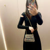 Crystal-Embellished Evening Clutch Bag with Chain Strap