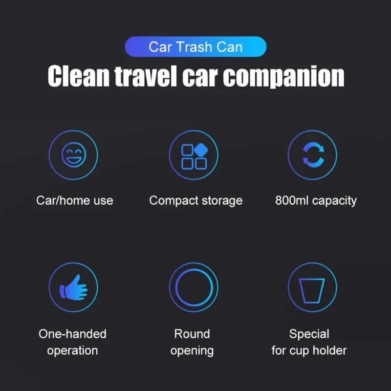 Leak-Proof Car Trash Can for Cup Holder