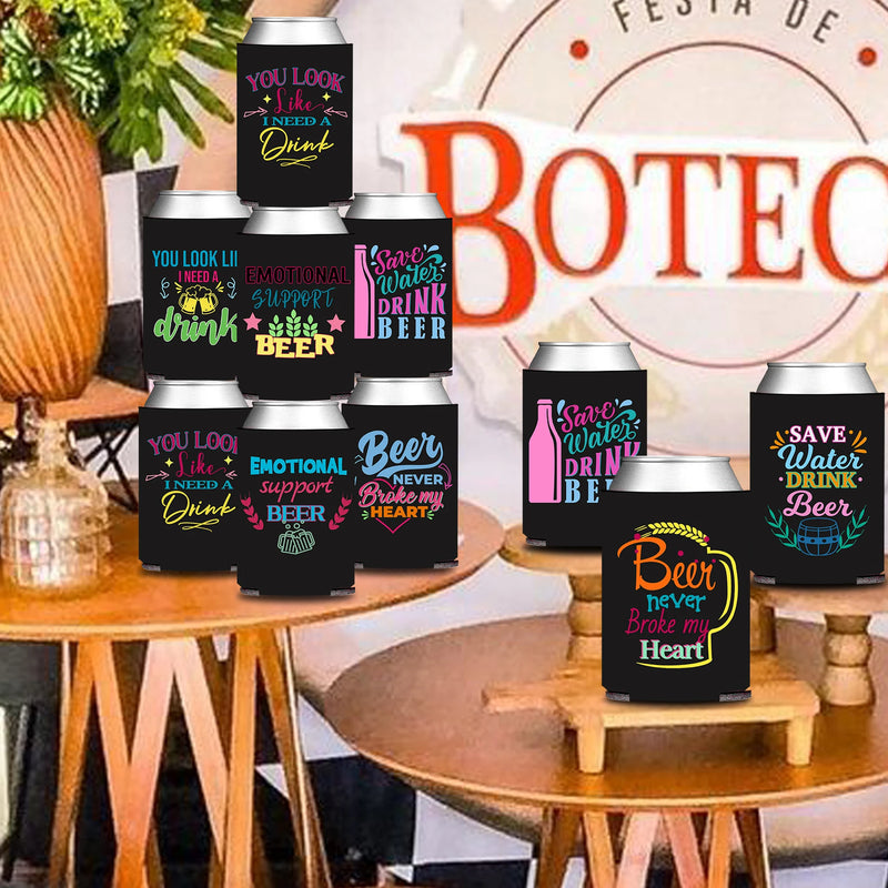 Funny Beer Can Cooler Sleeves - 12 Pack