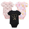 Cotton Short Sleeve Baby Bodysuits – Floral Print, 0-12 Months