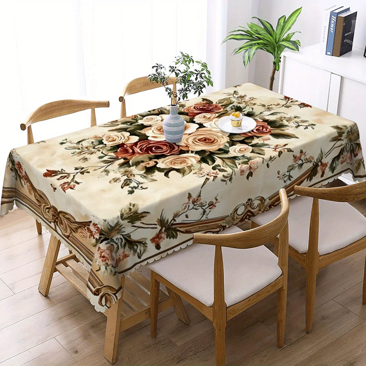 Floral Lace Tablecloth with Elegant European Print