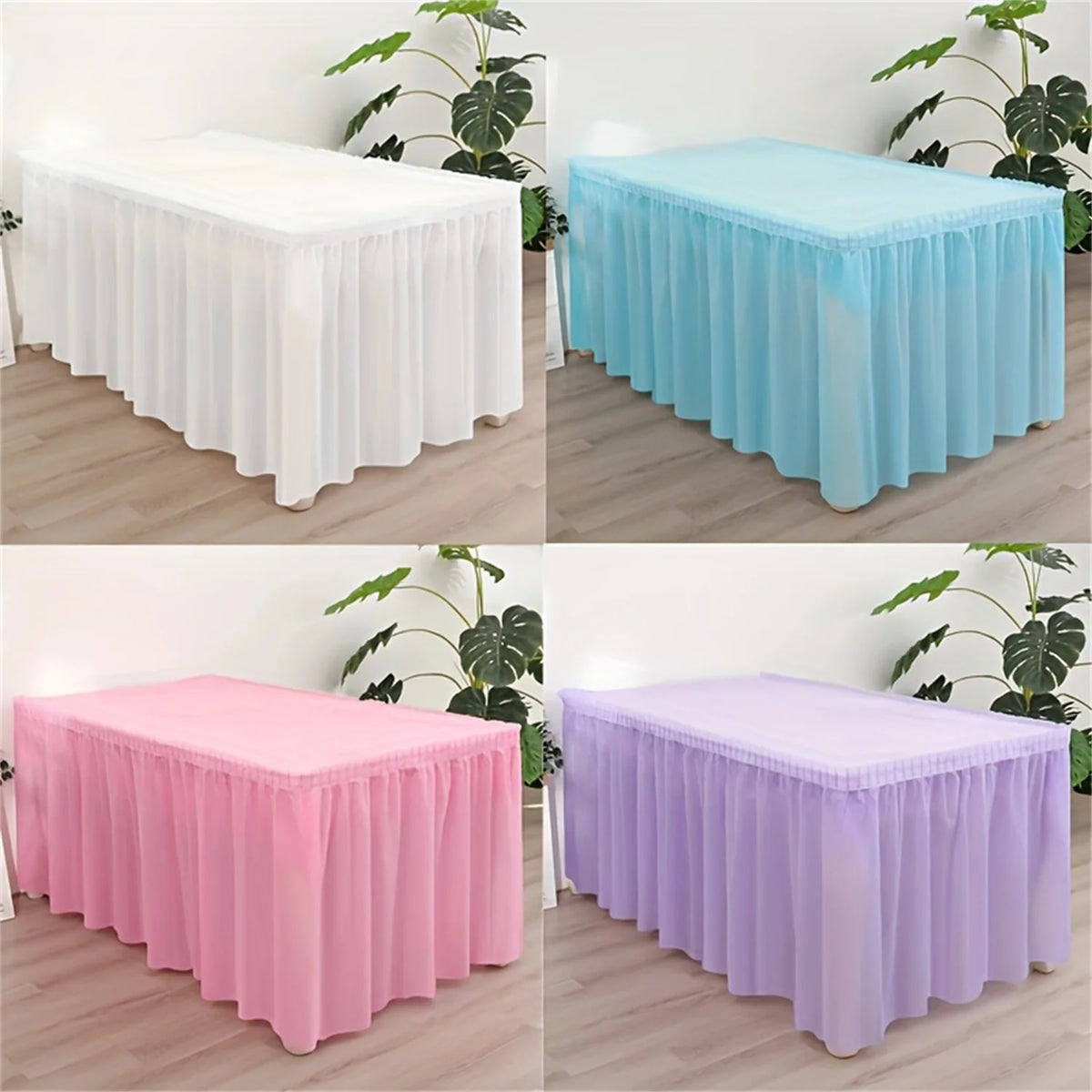 Disposable Rectangular Tablecloth Set with Matching Skirting