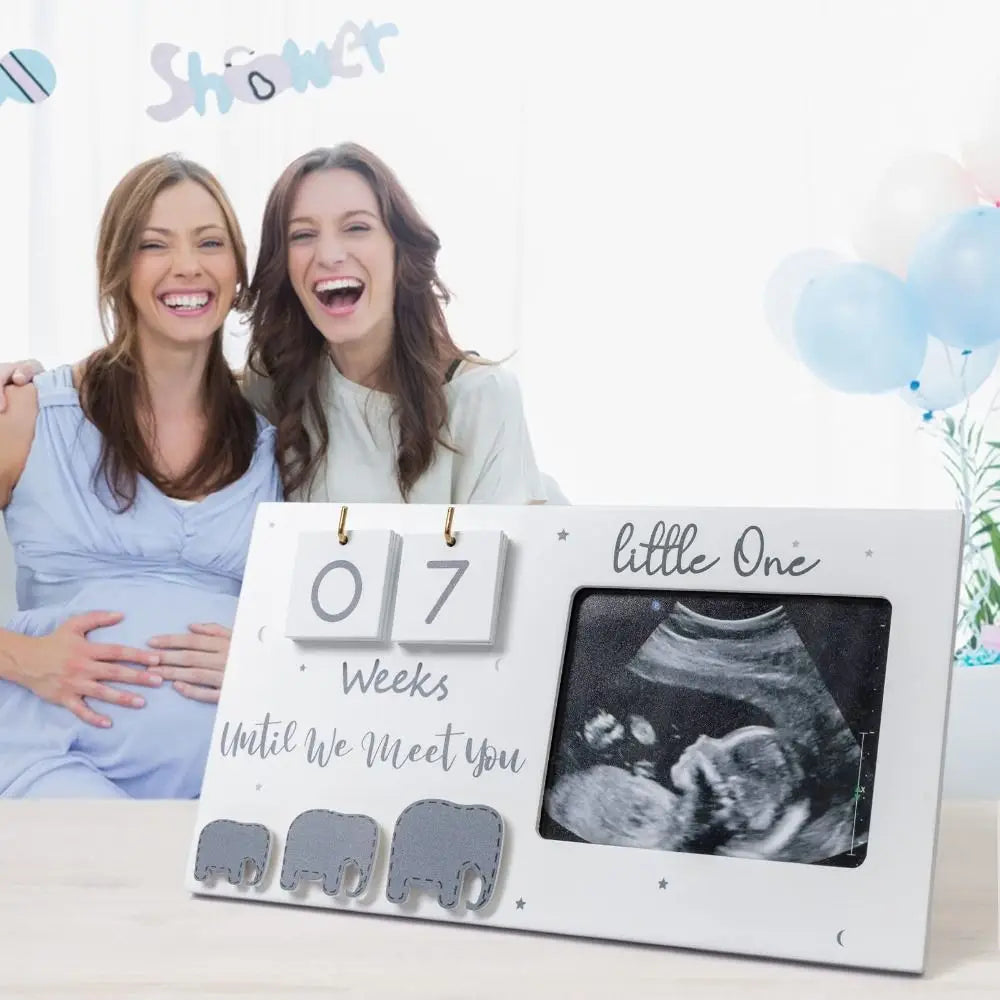 Wooden Pregnancy Countdown Picture Frame with Ultrasound Slot