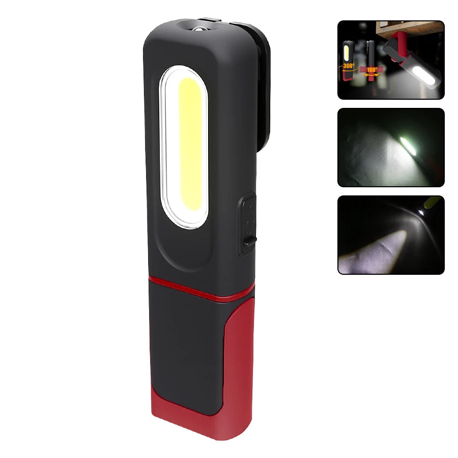 Rechargeable COB Work Light with Magnetic Base and Hanging Hook