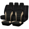 Black memory foam seat cushions with tan accents for car, SUV, truck, and van